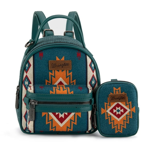 Wrangler Mini Backpack Aztec Back Pack Purse for Women, Turquoise