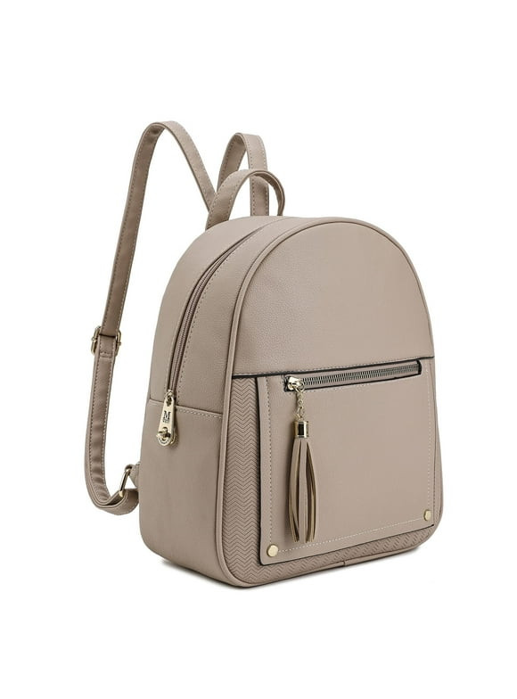 Medium Backpack Purse for Women Anti Theft Backpack with Secured Zipper & Tassel, Khaki Backpack
