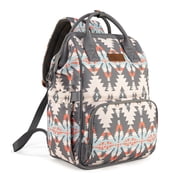 Wrangler Aztec Travel Backpack Baby Bag for Women with Stroller Strap and Side Bottle Pockets Organized Diaper Bag, Grey