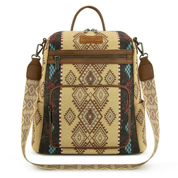 Montana West Wrangler Convertible Backpack Purse for Women Western Aztec Backpack Travel Bags, Coffee