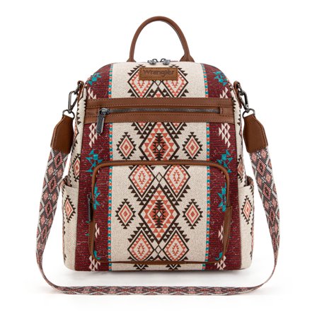 Montana West Wrangler Convertible Backpack Purse for Women Western Aztec Backpack Travel Bags, Brown