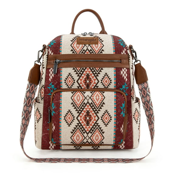 Montana West Wrangler Convertible Backpack Purse for Women Western Aztec Backpack Travel Bags, Brown