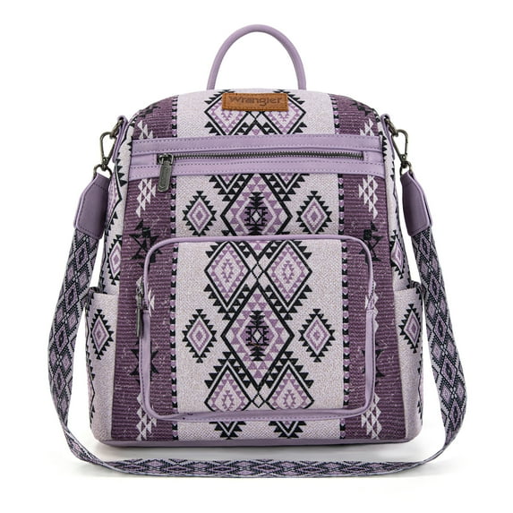 Montana West Wrangler Convertible Backpack Purse for Women Western Aztec Backpack Travel Bags, Light Purple