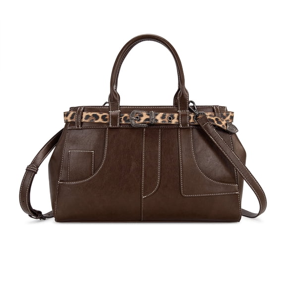 Montana West Multi-way Crossbody Bag with Removable Leopard Strap,Coffee