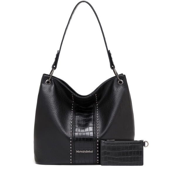 Montana West Purses for Women Hobo Shoulder Handbags with Zipper, Black