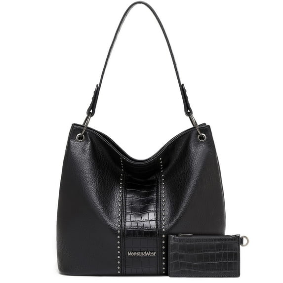 Montana West Purses for Women Hobo Shoulder Handbags with Zipper, Black
