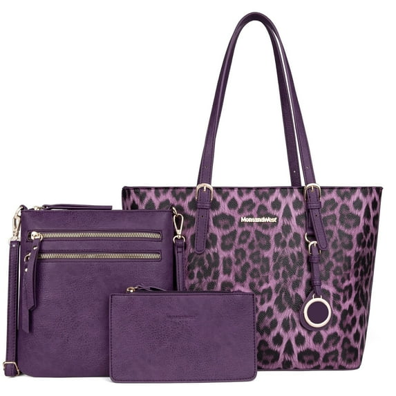 Montana West Purses for Women Tote Bag 3Pcs Set Leopard Print Satchel Handbags