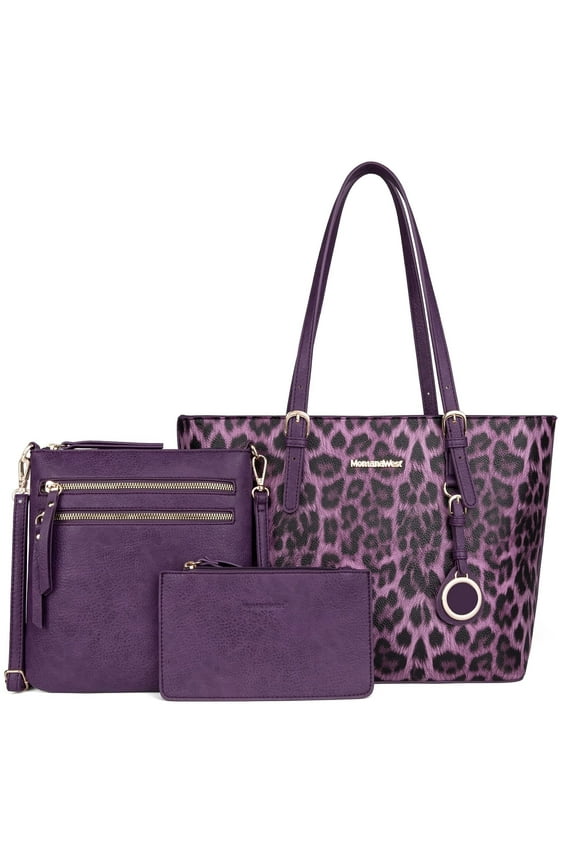 Purses for Women Tote Bag 3Pcs Set Leopard Print Satchel Handbags