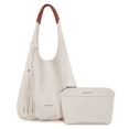 thumbnail image 1 of Montana West Slouchy Hobo Bags for Women 2PCS Tassels Handbags Shoulder Bag Set with Comestic Bag, Beige, 1 of 8