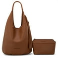 thumbnail image 1 of Montana West Slouchy Hobo Bags for Women 2PCS Tassels Handbags Shoulder Bag Set with Comestic Bag, Brown, 1 of 7
