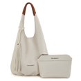 thumbnail image 1 of Montana West Slouchy Hobo Bags for Women 2PCS Tassels Handbags Shoulder Bag Set with Comestic Bag, Beige, 1 of 8