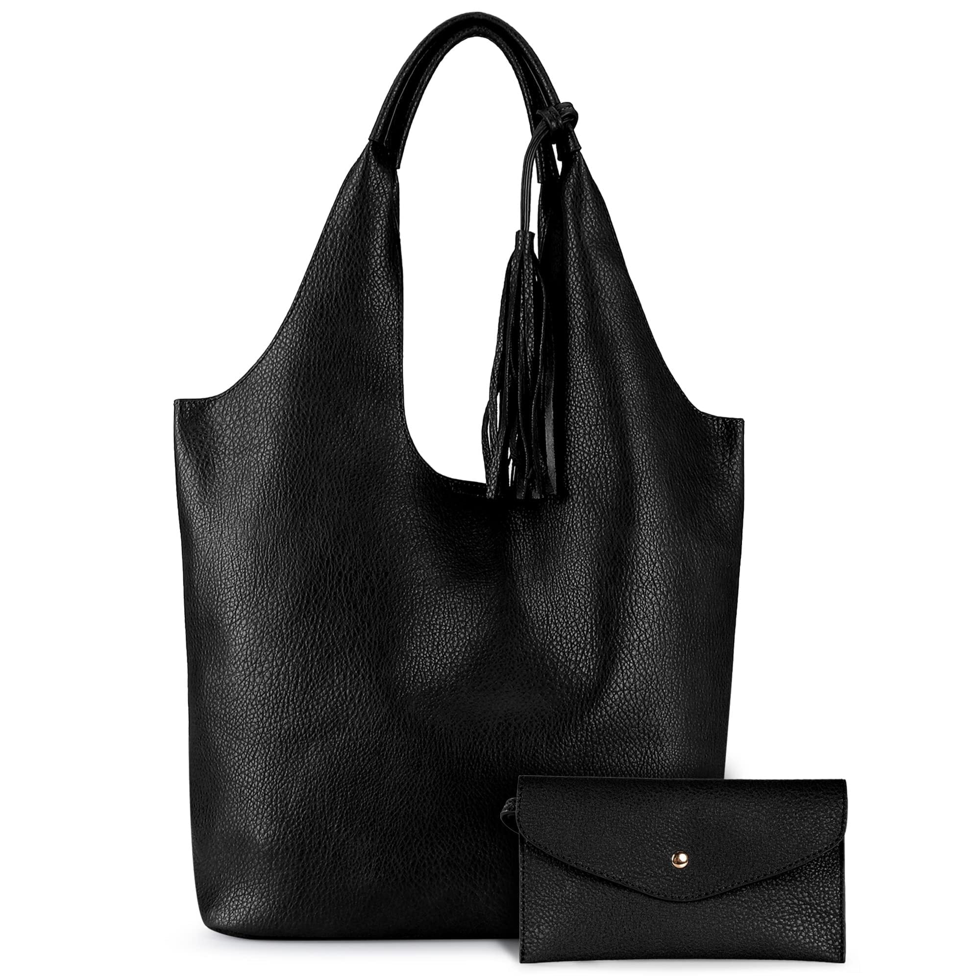 Montana West Slouchy Hobo Bags for Women Soft Designer Shoulder Purses Ladies Top Handle Handbag, Black