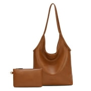 Slouchy Hobo Bags for Women Soft Designer Shoulder Purses Ladies Top Handle Handbag, Brown