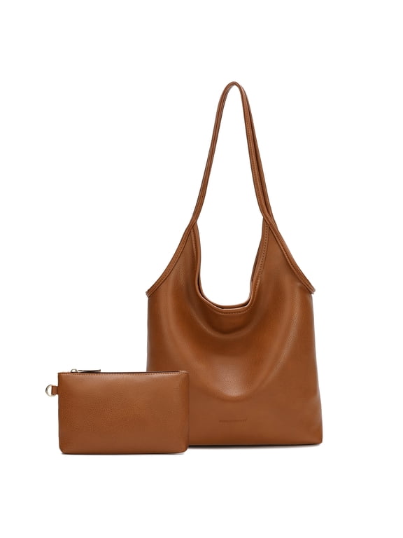 Slouchy Hobo Bags for Women Soft Designer Shoulder Purses Ladies Top Handle Handbag, Brown