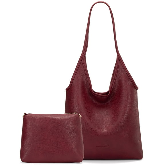 Montana West Slouchy Hobo Bags for Women Soft Designer Shoulder Purses Ladies Top Handle Handbag, Dark Red