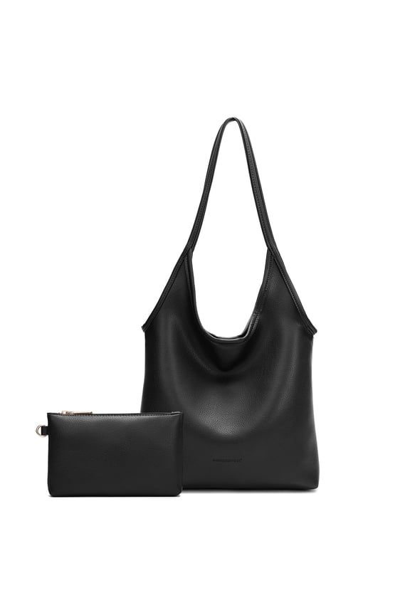 Slouchy Hobo Bags for Women Soft Designer Shoulder Purses Ladies Top Handle Handbag, Black