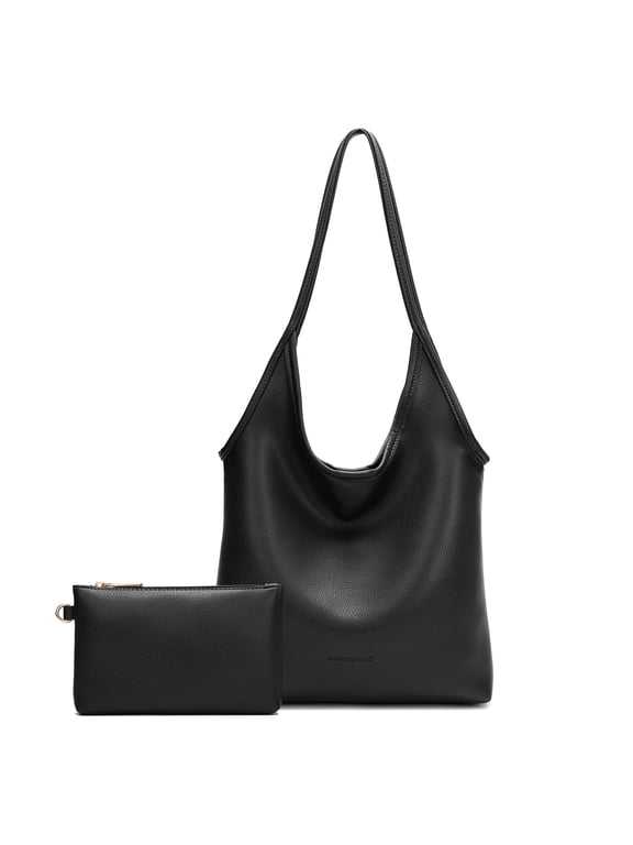 Slouchy Hobo Bags for Women Soft Designer Shoulder Purses Ladies Top Handle Handbag, Black