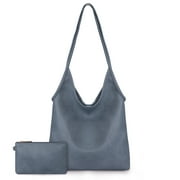 Slouchy Hobo Bags for Women Soft Designer Shoulder Purses Ladies Top Handle Handbag, Dark Blue