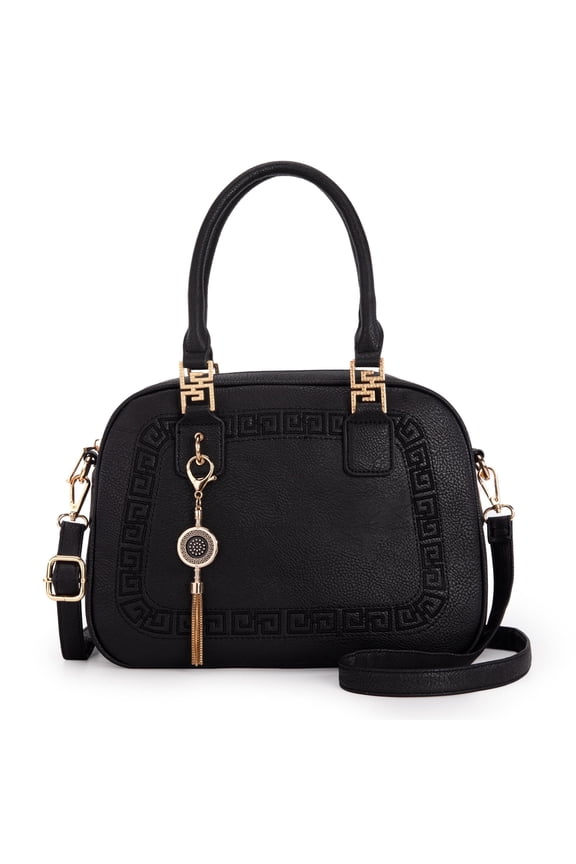 Small Top Handle Purse for Women Crossbody Satchel Handbag Barrel Bag, Black