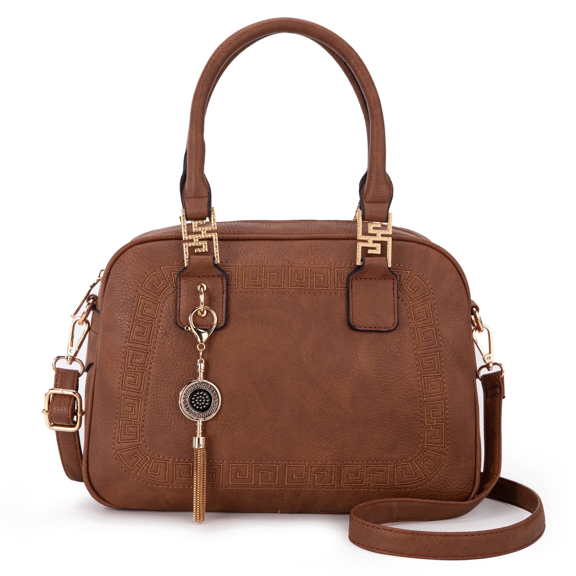 Montana West Small Top Handle Purse for Women Crossbody Satchel Handbag Barrel Bag, Brown
