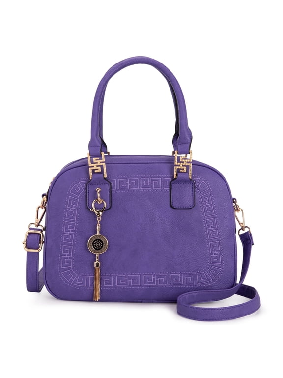 Small Top Handle Purse for Women Crossbody Satchel Handbag Barrel Bag, Purple
