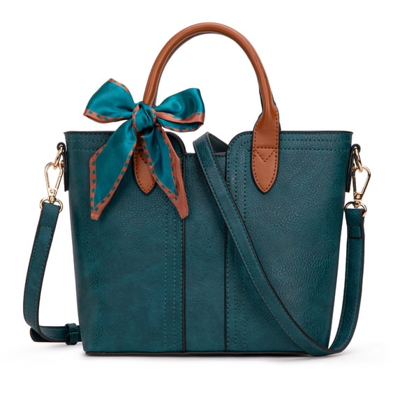 Montana West Small Tote Bag for Women Bow Crossbody Purse Cute Satchel with Detachable Strap, Lake Blue Green