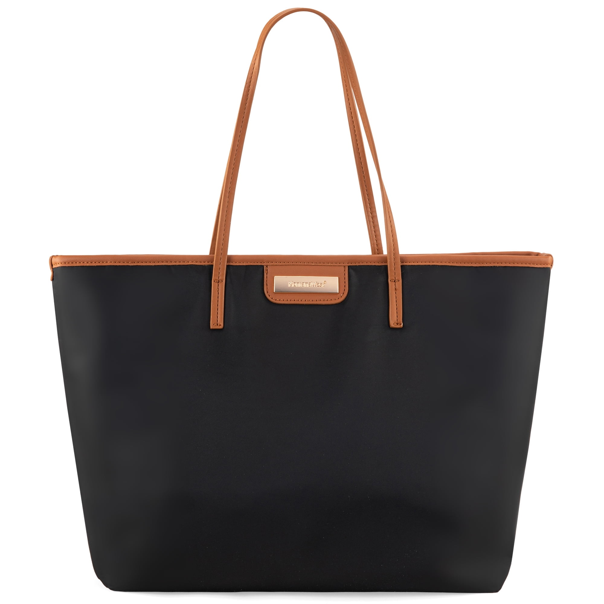 Nylon handbags with leather handles sale