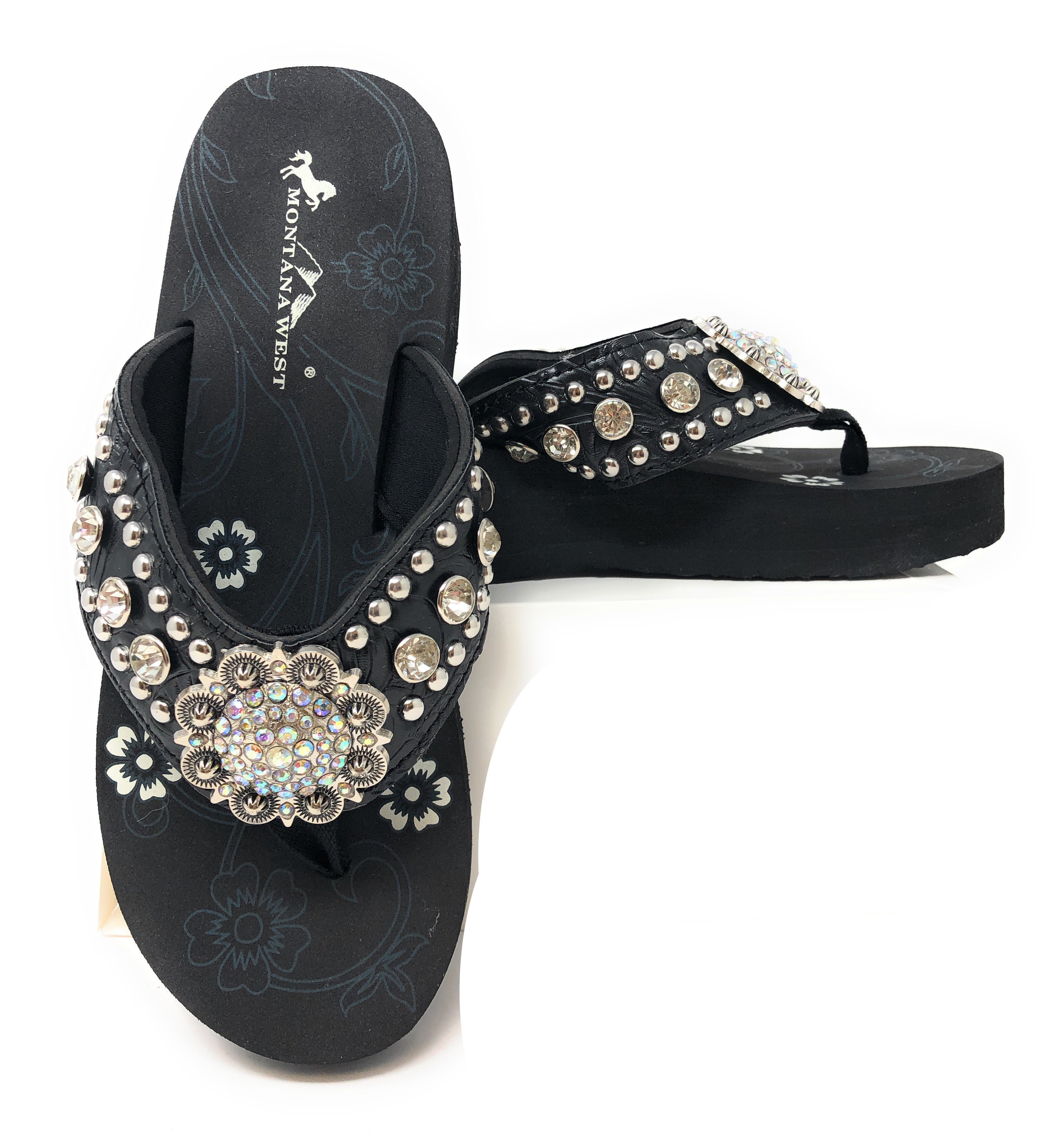 western bling flip flops