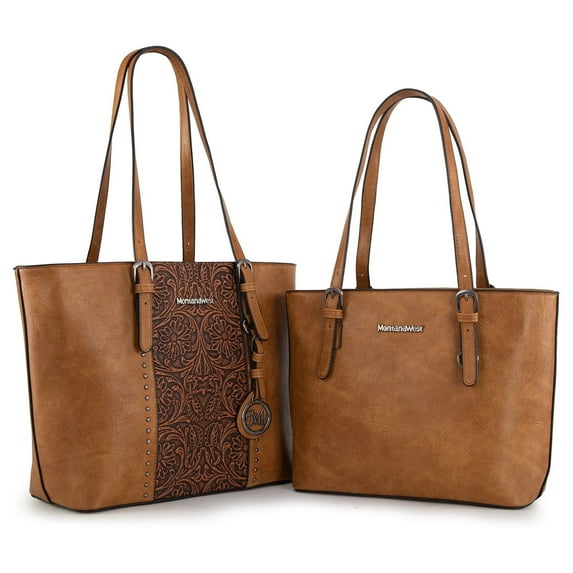 Montana West Tote Bag for Women Large Purse and Handbags Set Embossed Collection Purse 2Pcs Set