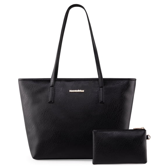 Montana West Tote Bags Vegan Leather Purses and Handbags for Women Top Handle Ladies Shoulder Bags, Black