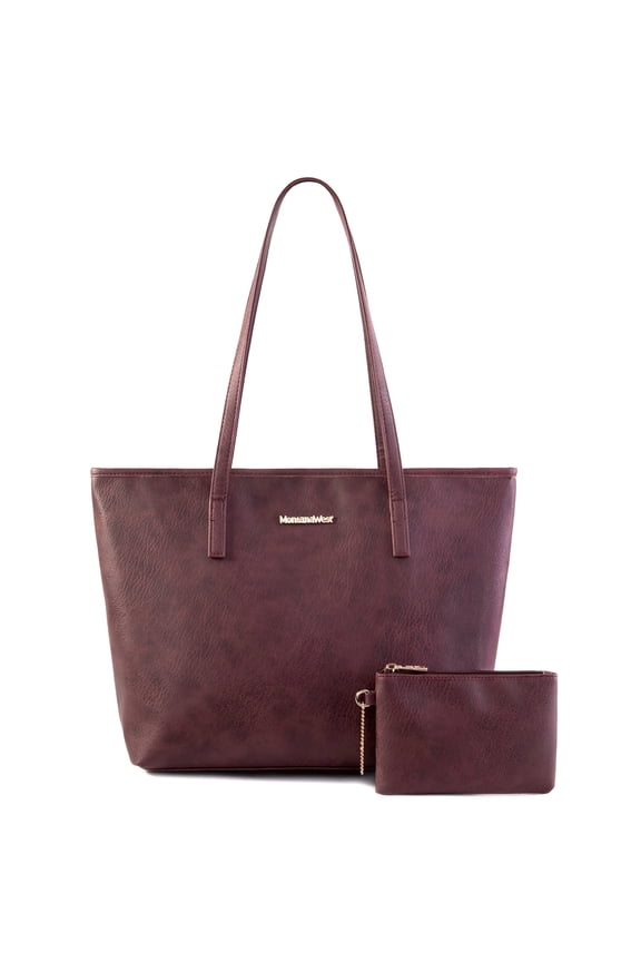 Tote Bags Vegan Leather Purses and Handbags for Women Top Handle Ladies Shoulder Bags, Burgundy