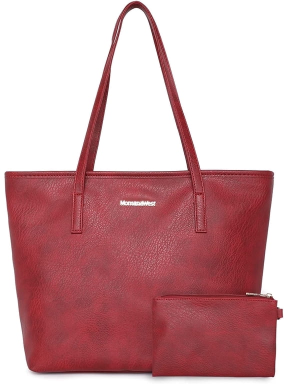 Tote Bags Vegan Leather Purses and Handbags for Women Top Handle Ladies Shoulder Bags, Red