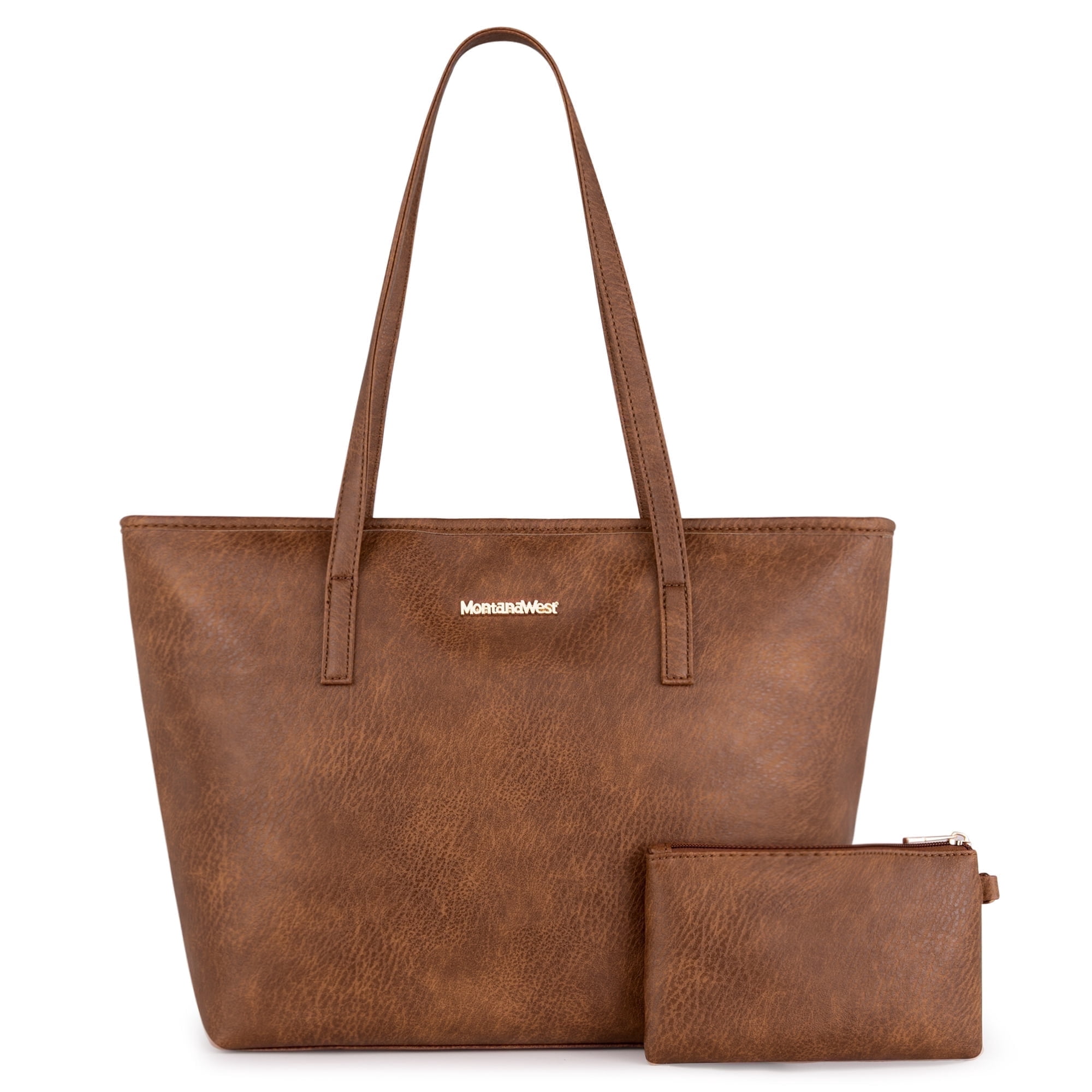 Montana West Tote Bags Vegan Leather Purses and Handbags for Women Top Handle Ladies Shoulder Bags, Brown