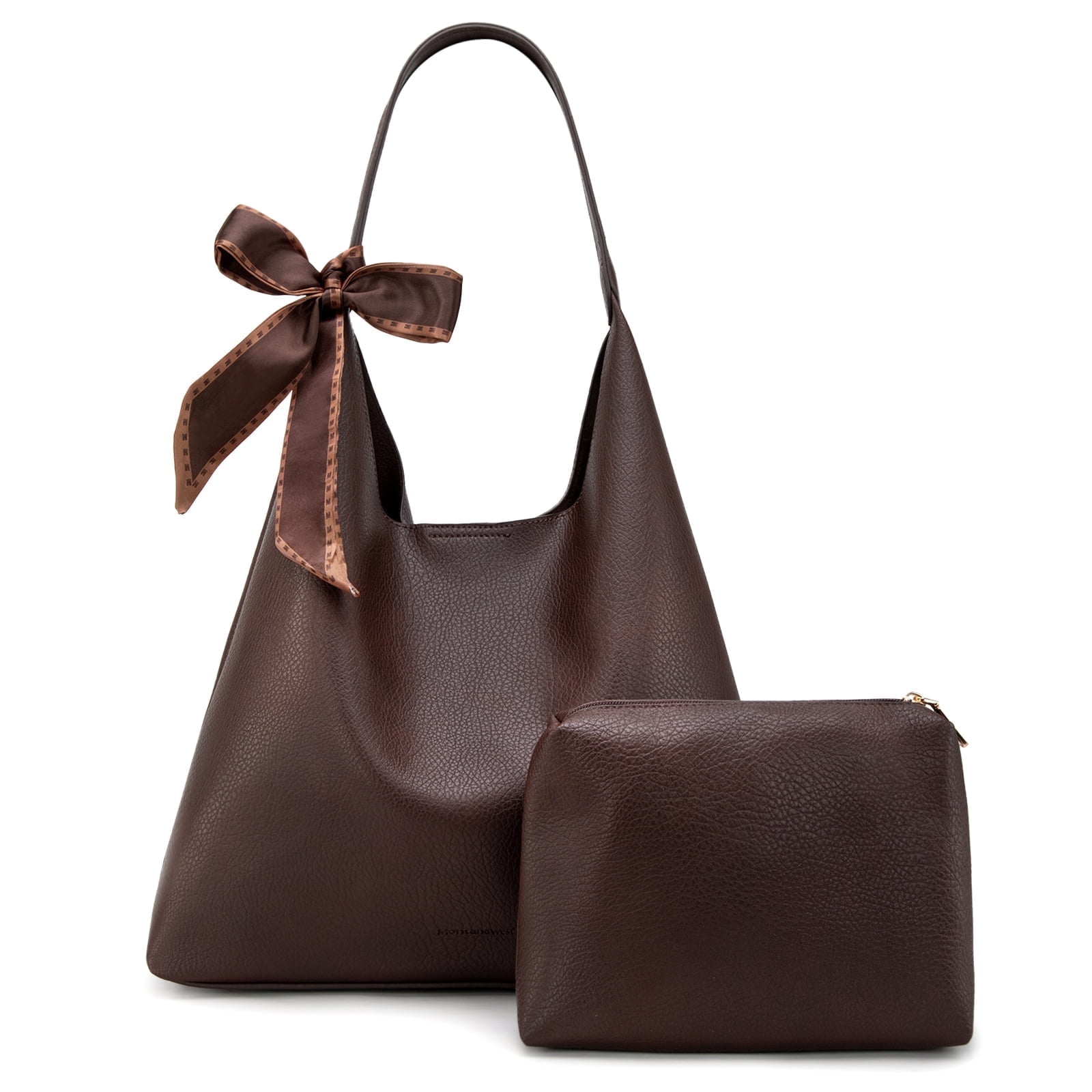 Montana West Slouchy Hobo Bag for Women Shoulder Purses and Handbags with Scarf, Coffee