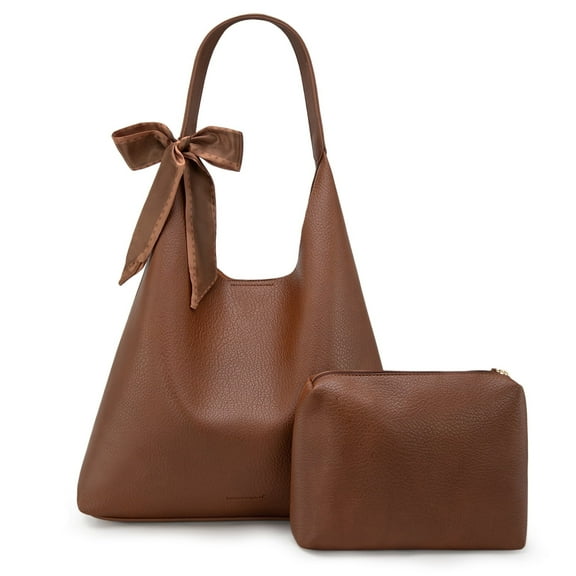 Montana West Slouchy Hobo Bag for Women Shoulder Purses and Handbags with Scarf, Dark Brown