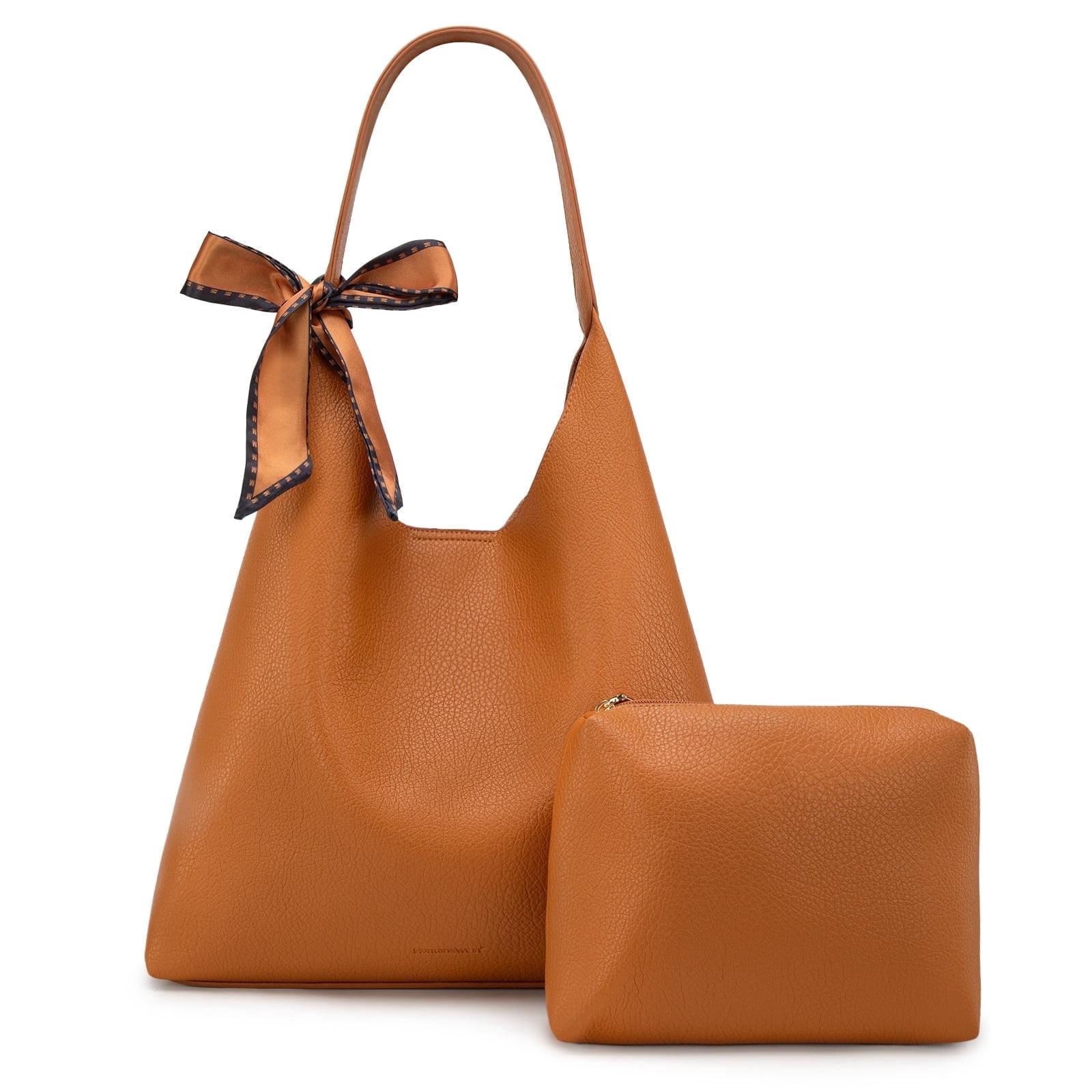 Montana West Slouchy Hobo Bag for Women Shoulder Purses and Handbags with Scarf, Brown