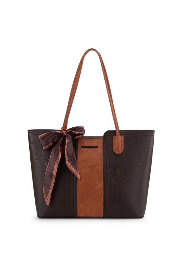 Tote Bags for Women Medium Top Handle Handbags with Scarf, Orange Coffee