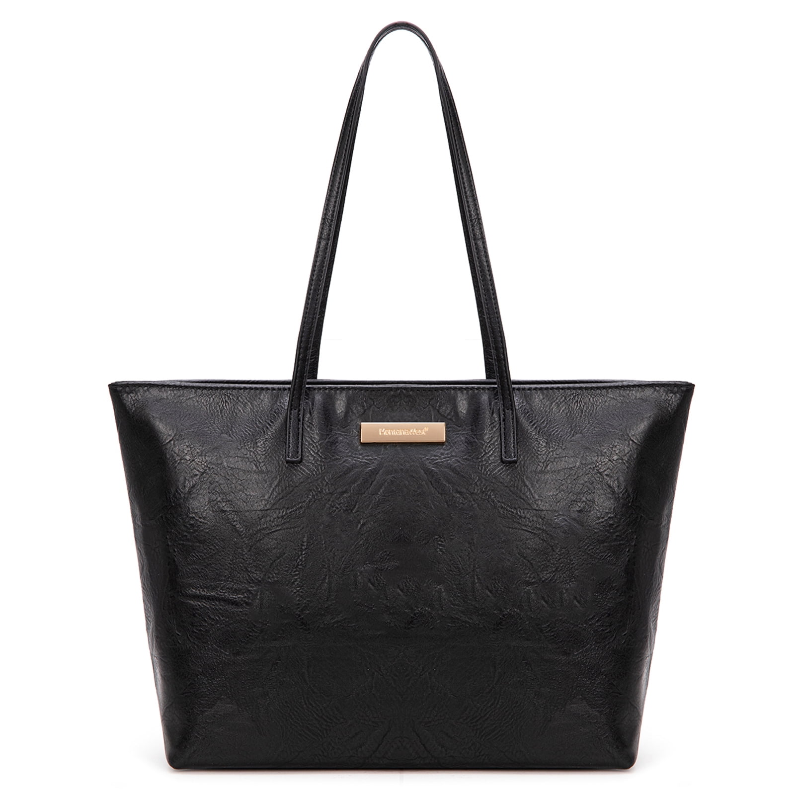 Montana West Tote Bags for Women Purses and Ladies Handbags Medium Size Shoulder Bags with Zipper, Black