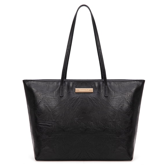 Montana West Tote Bags for Women Purses and Ladies Handbags Medium Size Shoulder Bags with Zipper, Black