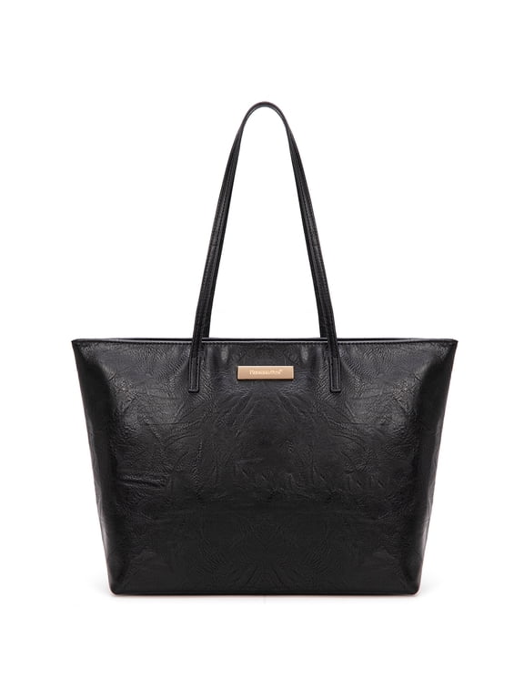 Tote Bags for Women Purses and Ladies Handbags Medium Size Shoulder Bags with Zipper, Black