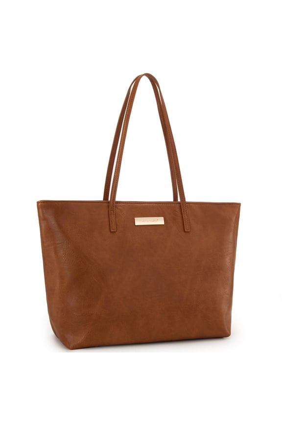 Tote Bags for Women Purses and Ladies Handbags Medium Size Shoulder Bags with Zipper, Light Brown