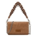thumbnail image 1 of Wrangler Small Flap Crossbody Handbag Western Women Mini Purse with Ruched Paisley Strap & Chain Strap, Brown, 1 of 7