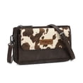 thumbnail image 1 of Wrangler RFID Crossbody Wallet Purse Vegan Leather Small Purses for Women with Phone Pocket and Adjustable Strap, Cow Print-Coffee, 1 of 8
