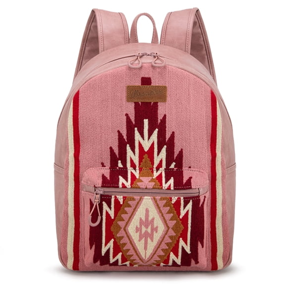 Wrangler Bag for Women Stylish Aztec Knitted Backpack Large Capacity for Travel Daily Use, Hot Pink
