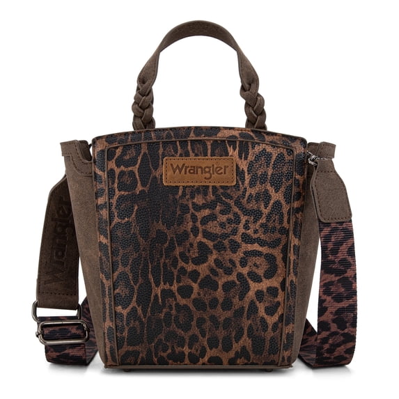Wrangler Purse for Women Animal Print Crossbody Bags Top-Handle Shoulder Handbag for Everyday Casual Use, Coffee