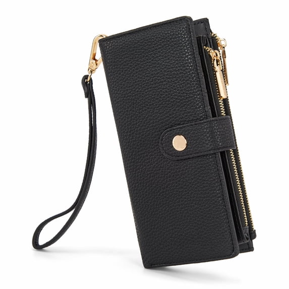 Montana West Women Wristlet Wallet Large Bifold Credit Card Holder Money Organizer, Black