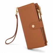 Montana West Women Wristlet Wallet Large Bifold Credit Card Holder Money Organizer, Brown