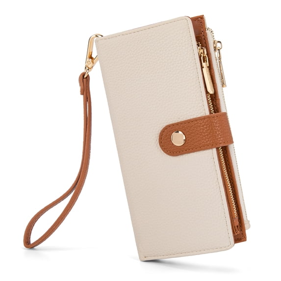 Montana West Women Wristlet Wallet Large Bifold Credit Card Holder Money Organizer, Tan-Brown