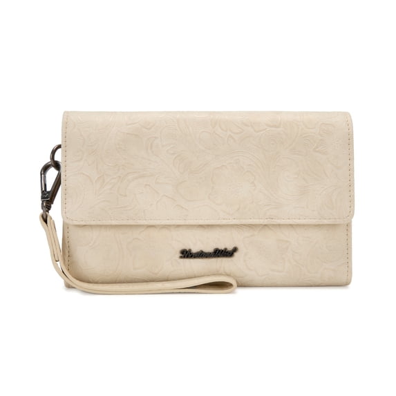 Montana West Wallets for Women Trifold Large Card Organizer Zipper Coin Purse, Beige