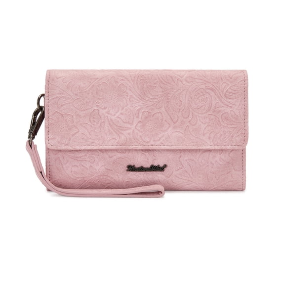 Montana West Wallets for Women Trifold Large Card Organizer Zipper Coin Purse, Dark Pink